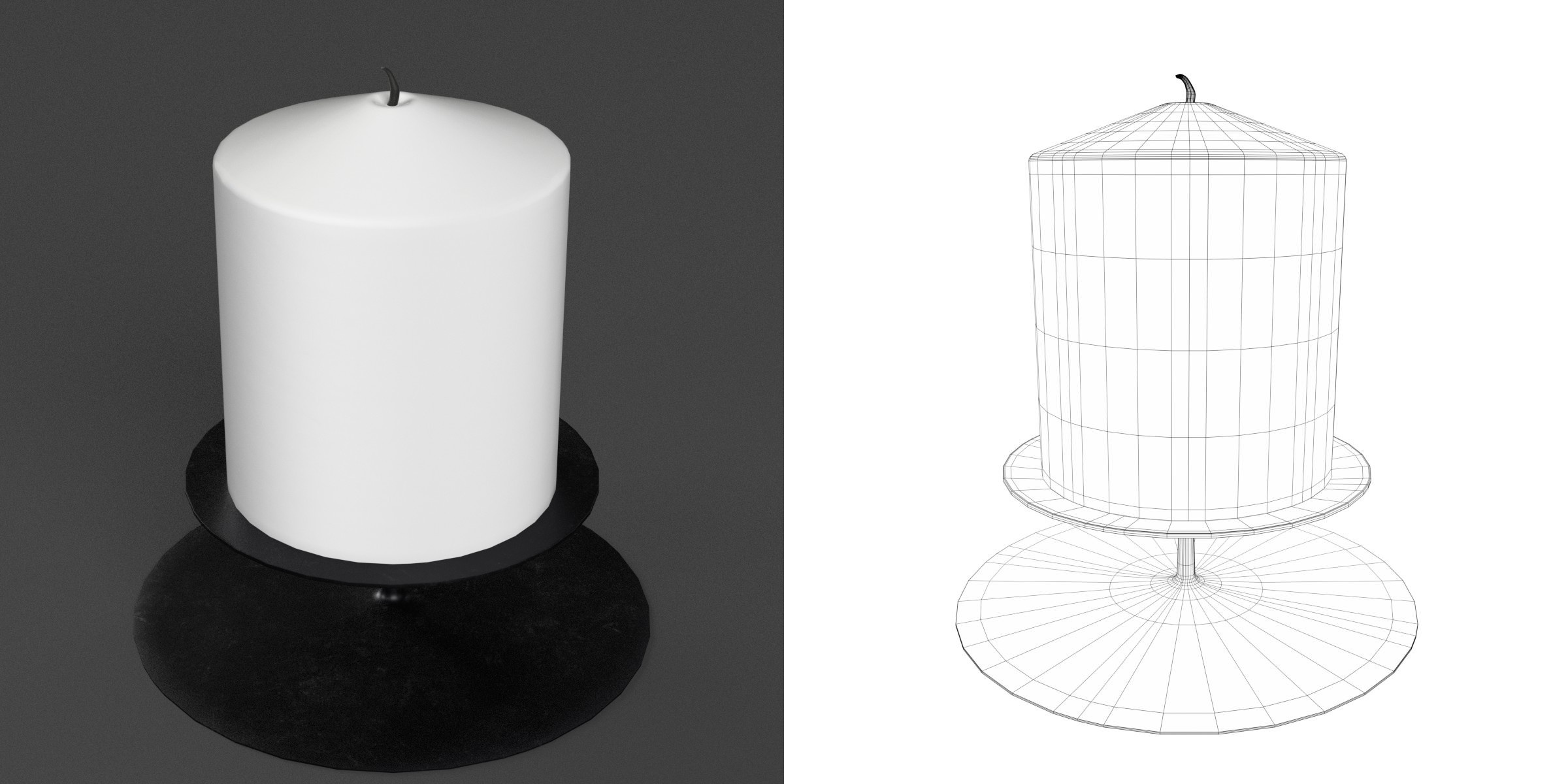 3D-Modell - Kleine Kerze auf Metallständer