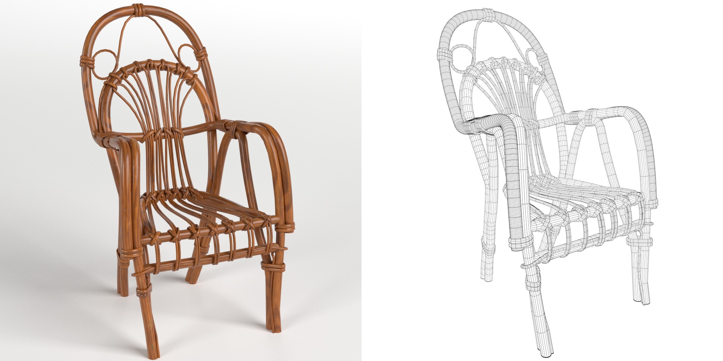 3D-Modell - Kleiner Korbsessel