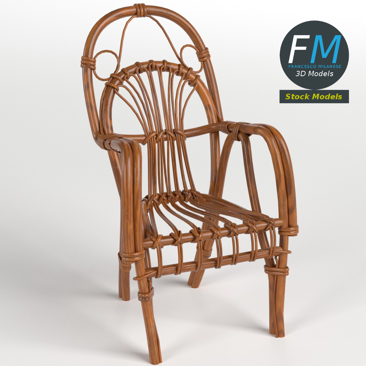 3D-Modell - Kleiner Korbsessel - 01