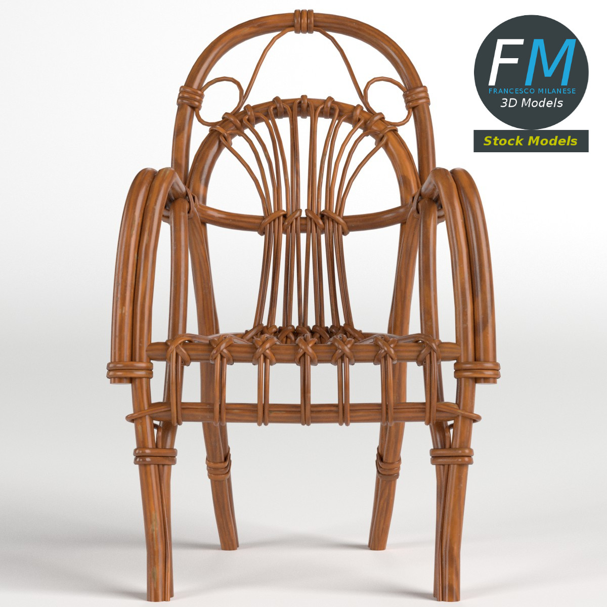 3D-Modell - Kleiner Korbsessel - 03