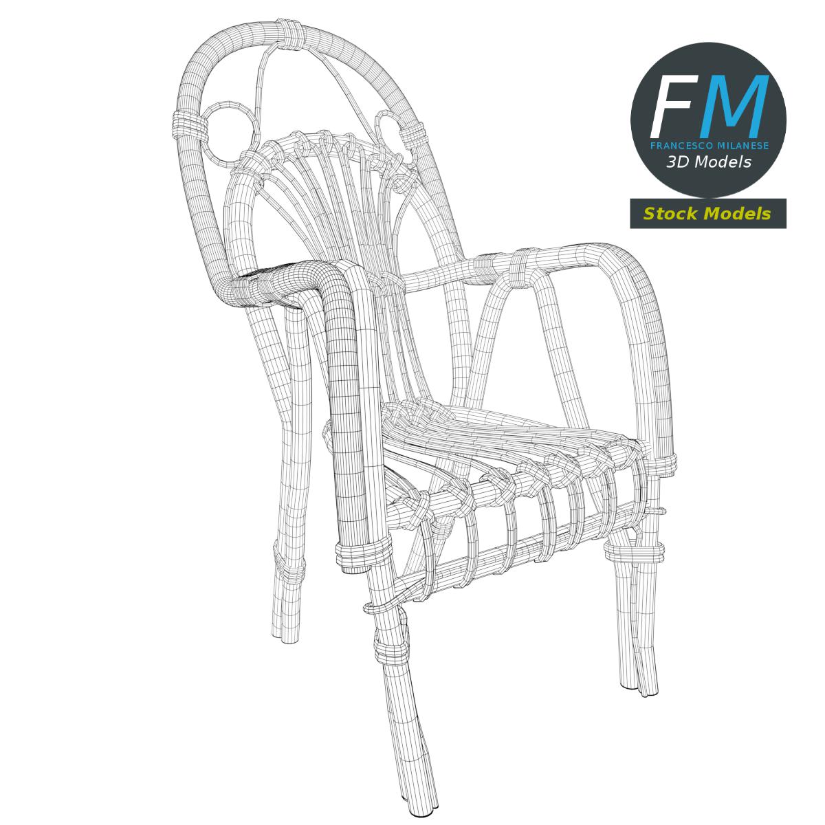 3D-Modell - Kleiner Korbsessel - 07