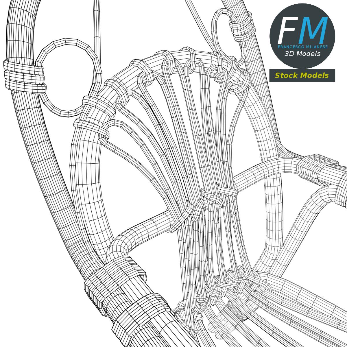 3D-Modell - Kleiner Korbsessel - 08