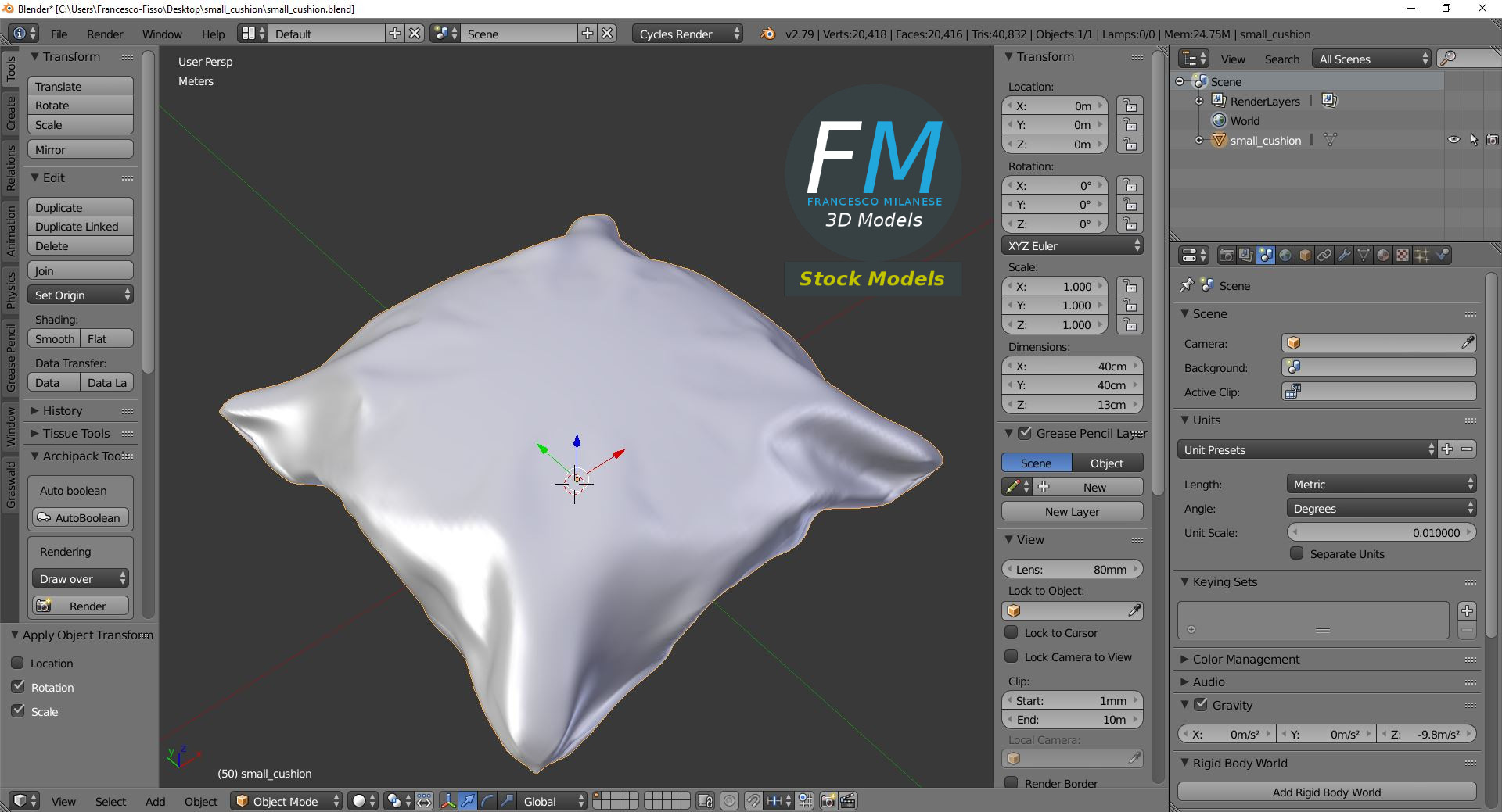 3D-Modell - Kleines Kissen - 09
