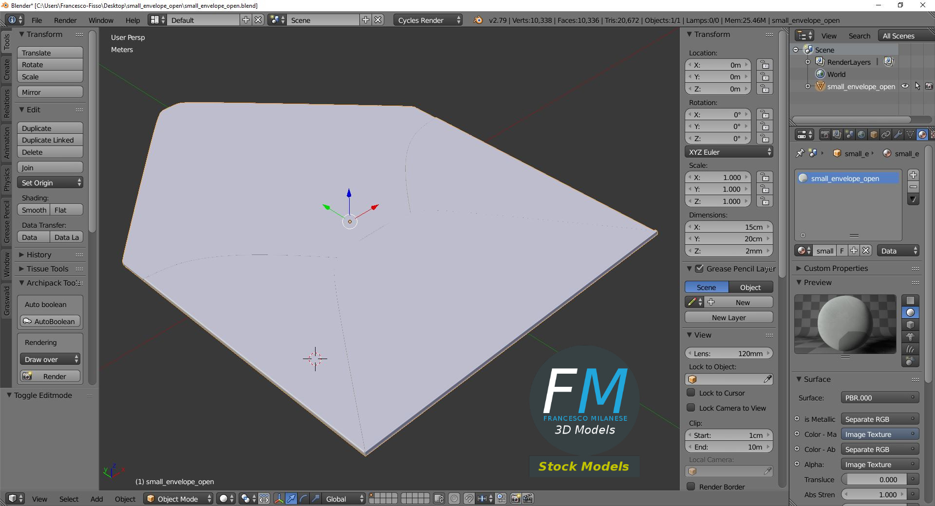 3D-Modell - Kleiner offener Briefumschlag - 09