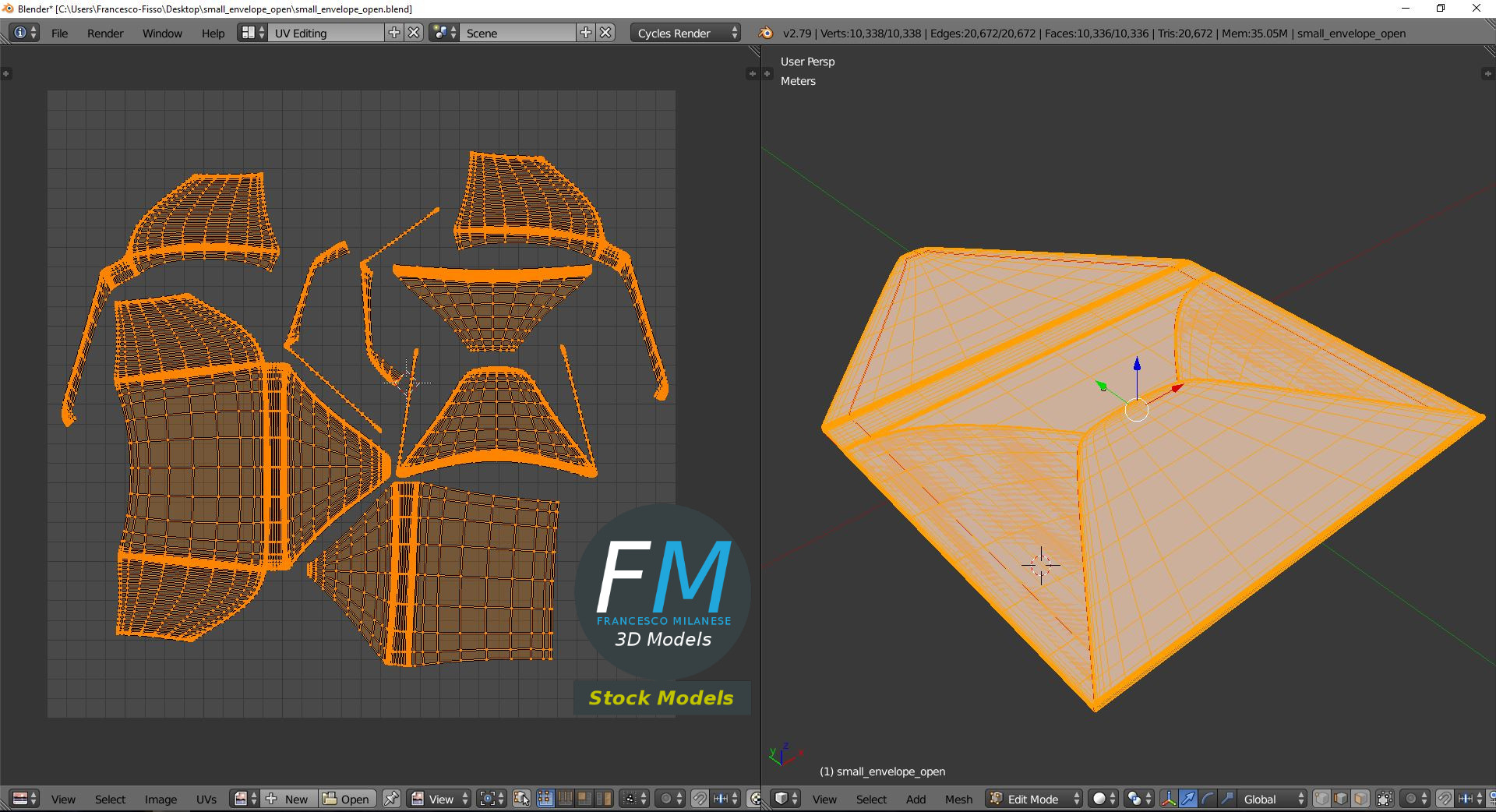 3D-Modell - Kleiner offener Briefumschlag - 10