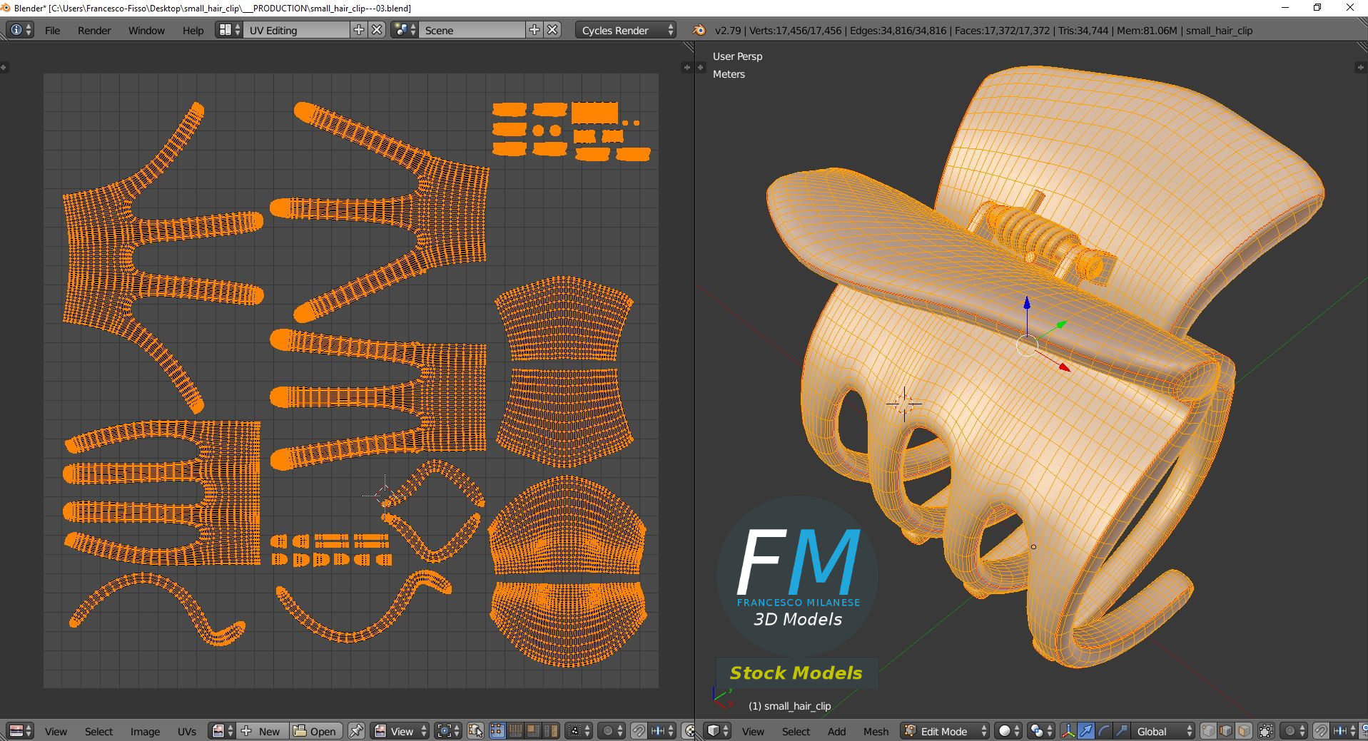 3D-Modell - Kleine Haarklammer - 10