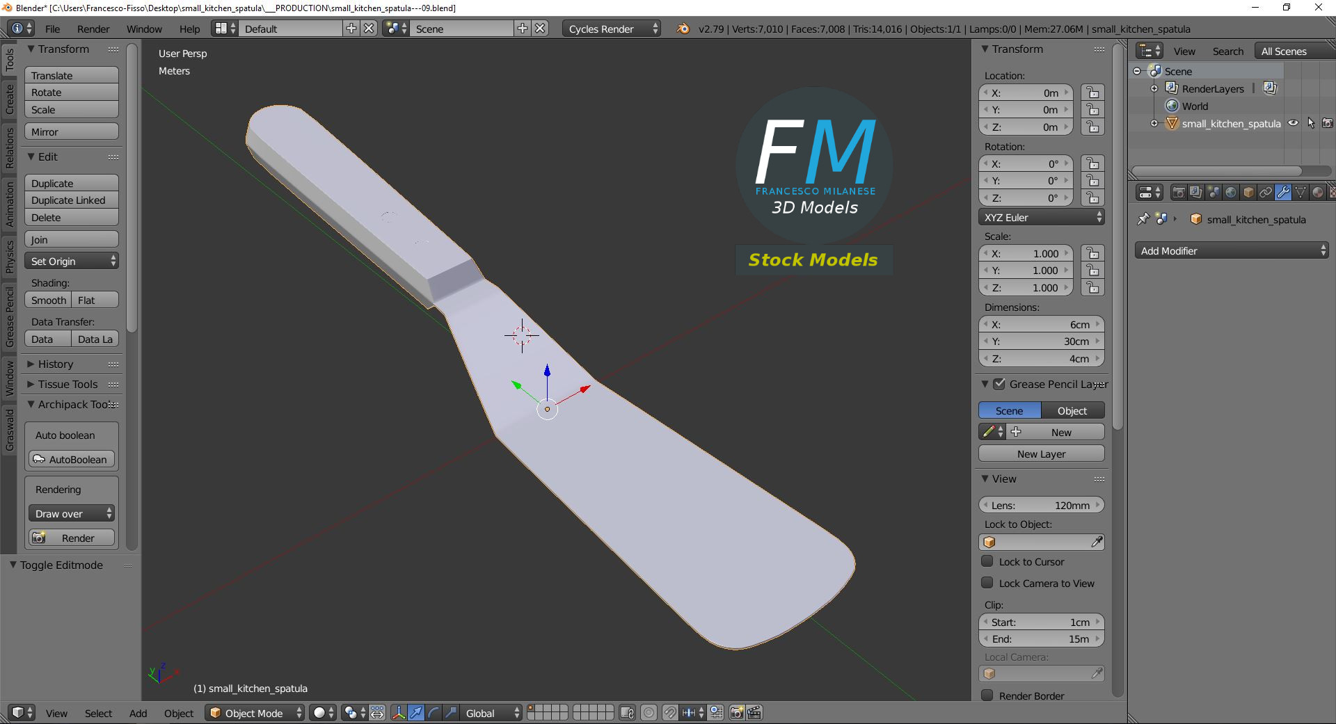 3D-Modell - Kleiner Küchenspatel - 09