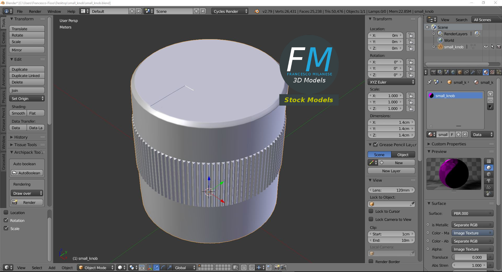 3D-Modell - Kleiner Drehknopf - 09