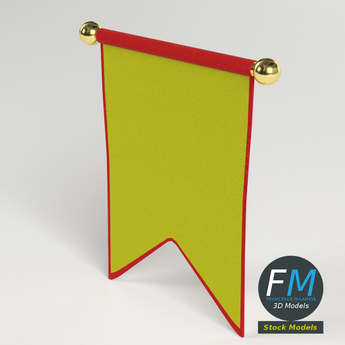 3D-Modell - Kleines Mittelalterliches Banner - 02