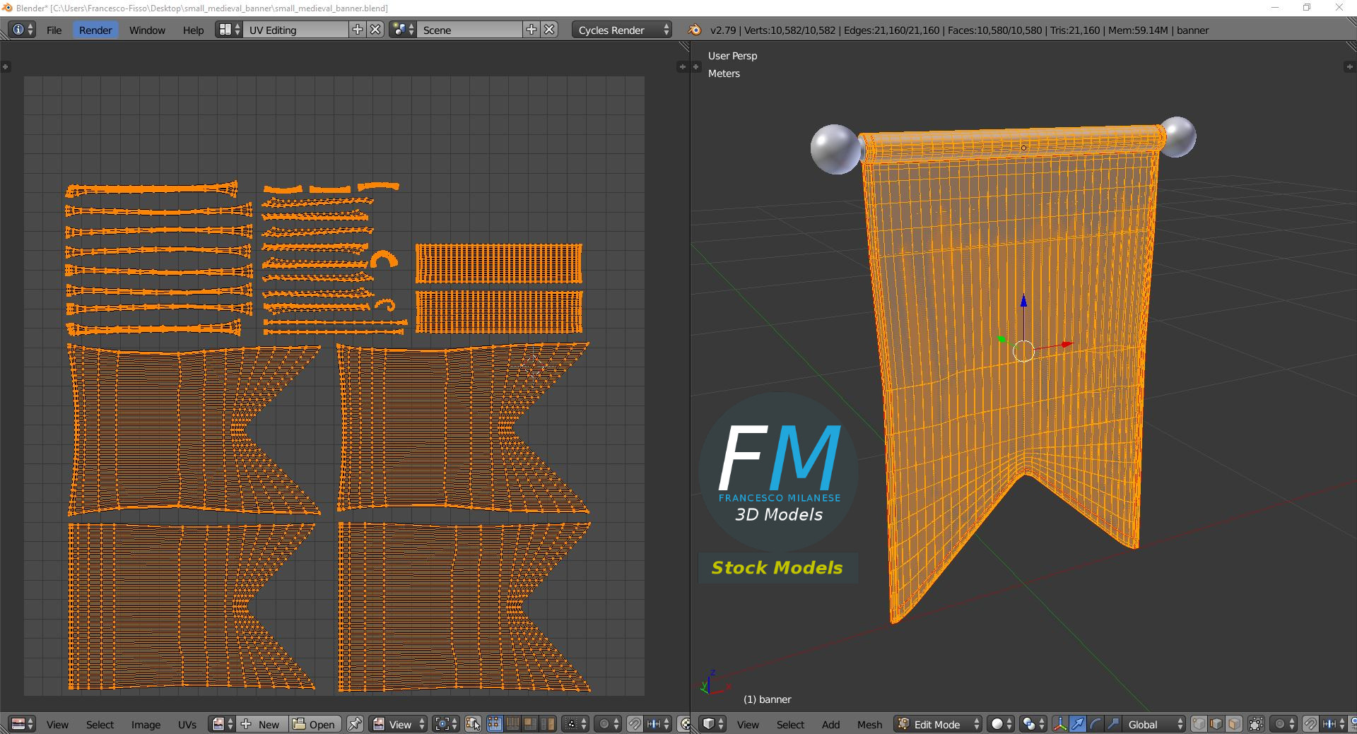 3D-Modell - Kleines Mittelalterliches Banner - 10