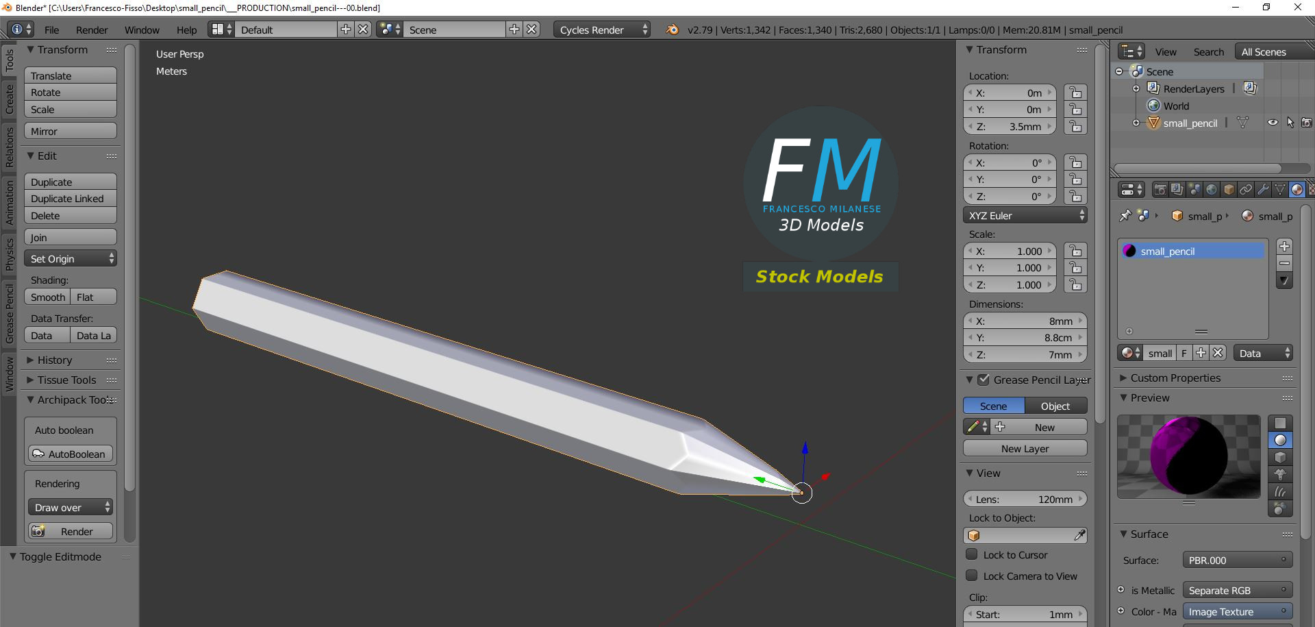 3D-Modell - Kleiner Bleistift - 09