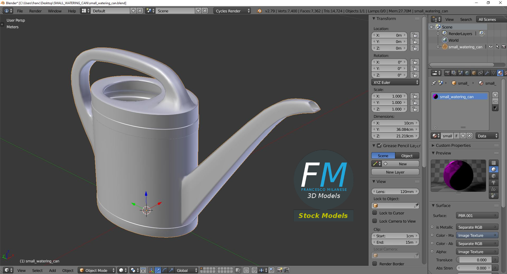3D-Modell - Kleine Gießkanne - 09