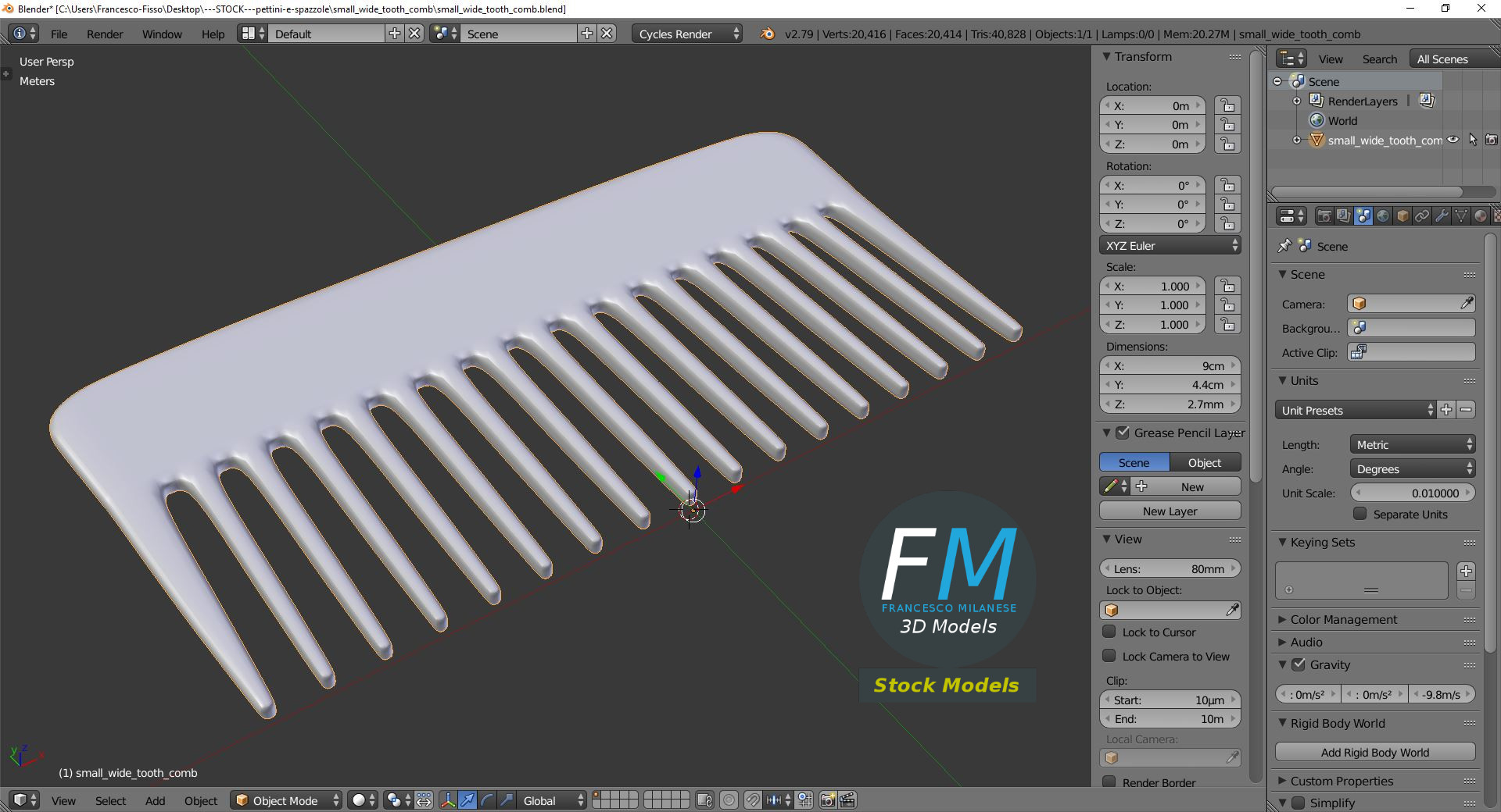 3D-Modell - Kleiner Breitzahnkamm - 09