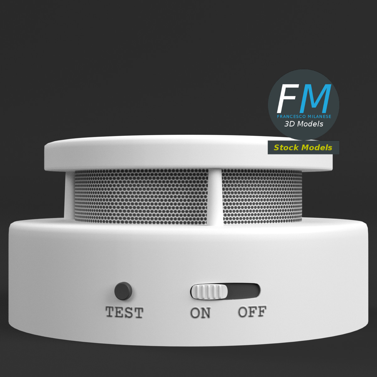 3D-Modell - Rauchmelder mit Alarm - 03
