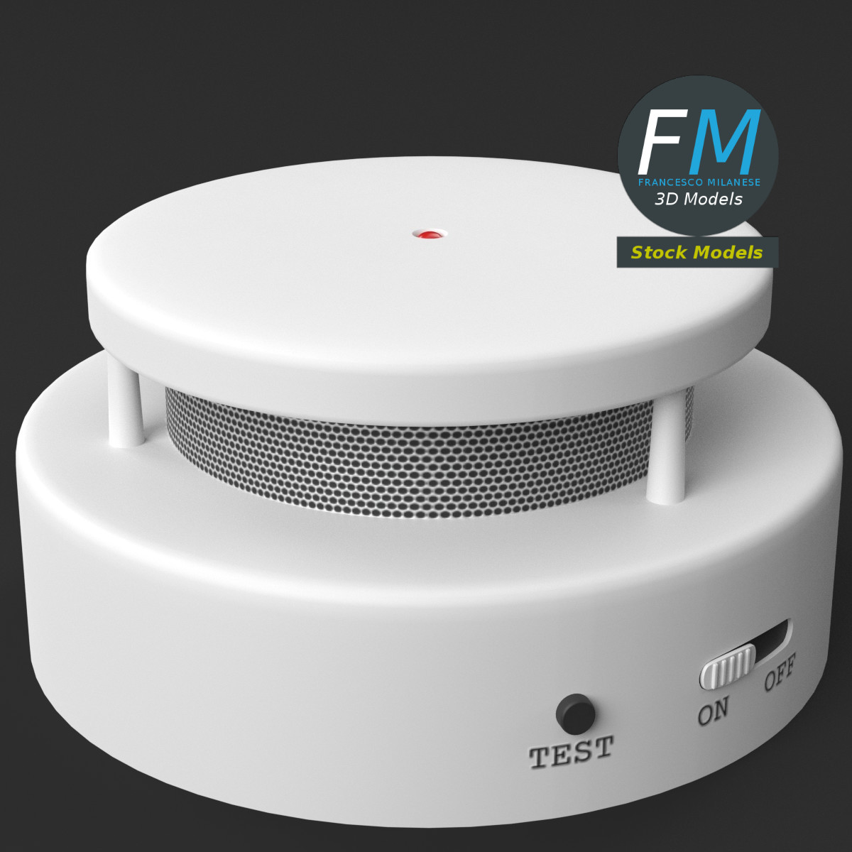3D-Modell - Rauchmelder mit Alarm - 05