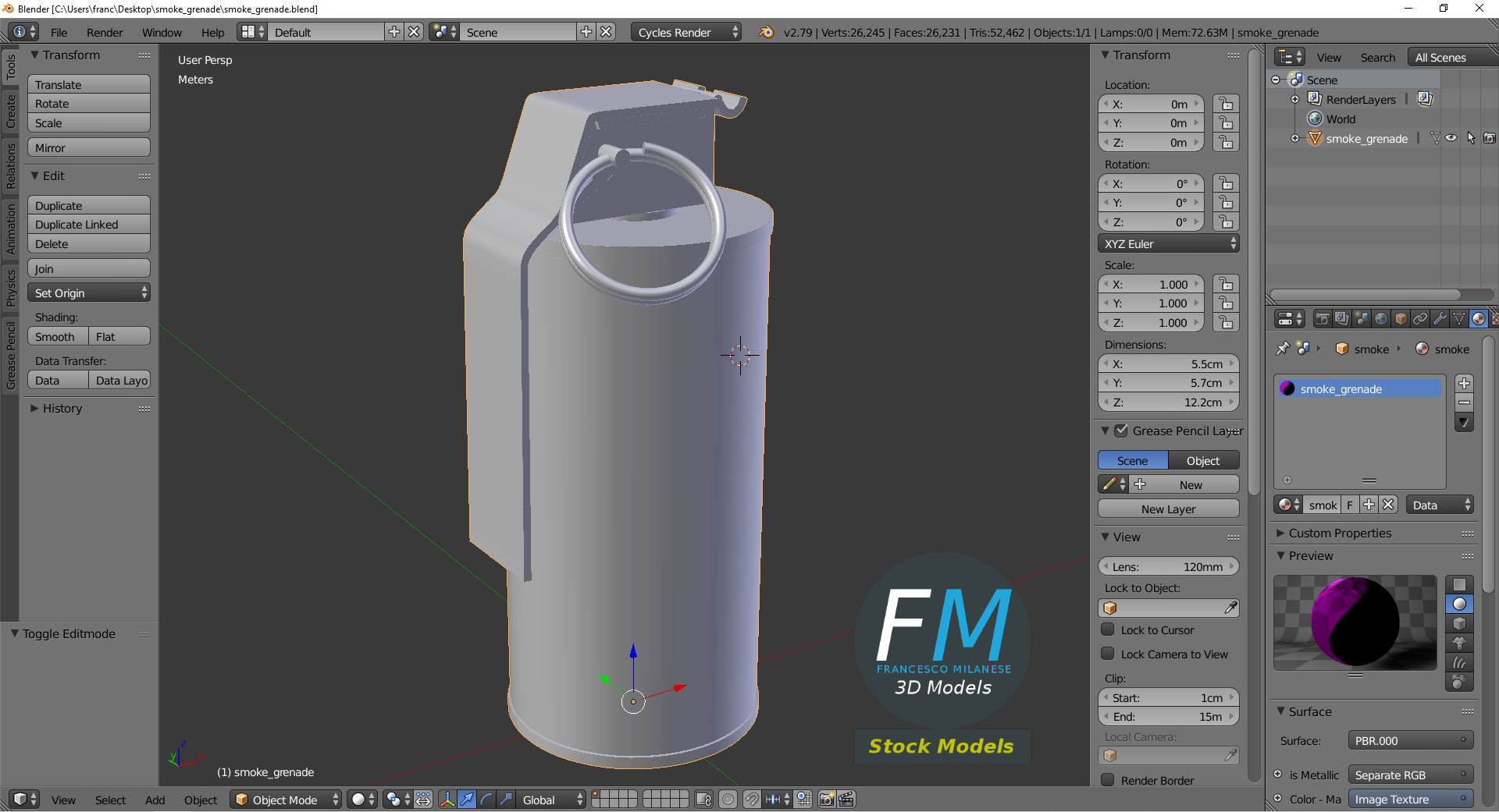 3D-Modell - Rauchgranate - 09