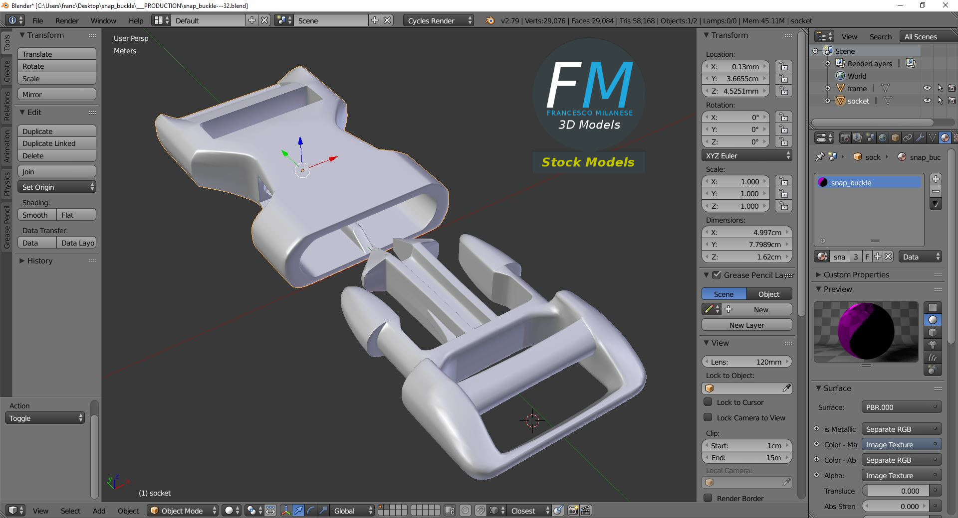 3D-Modell - Steckschnalle - 09
