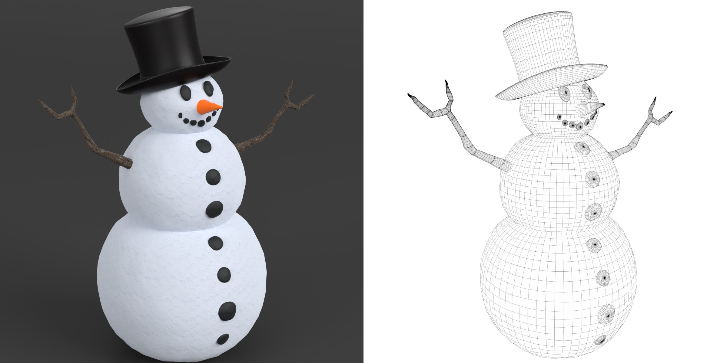 3D-Modell - Schneemann