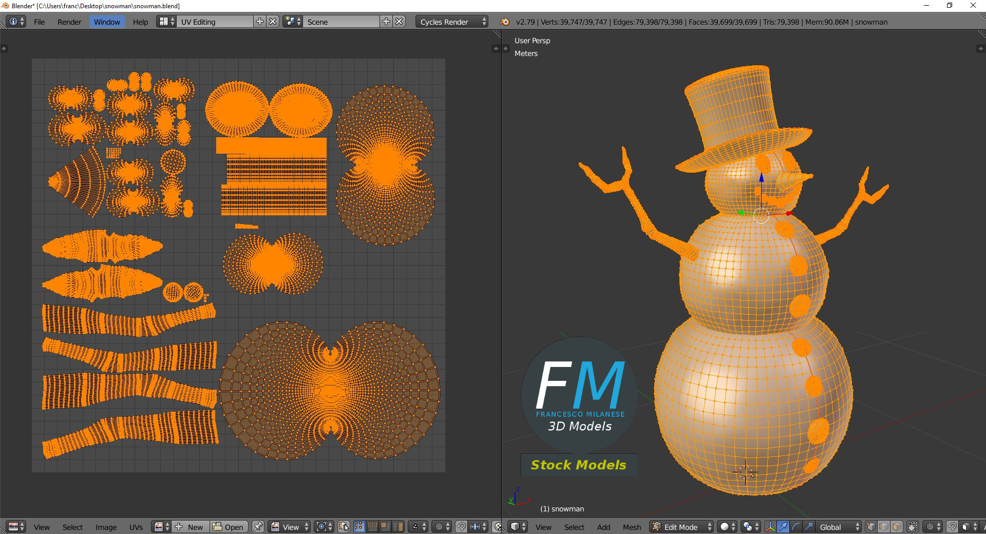 3D-Modell - Schneemann - 10