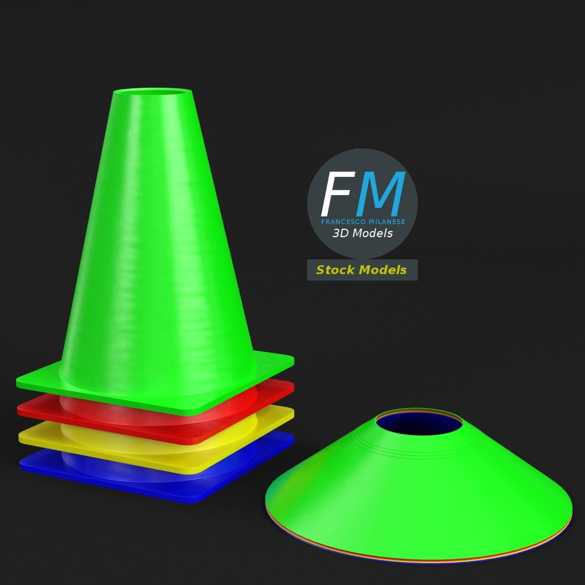 3D-Modell - Fußball-Trainingskegel - 01