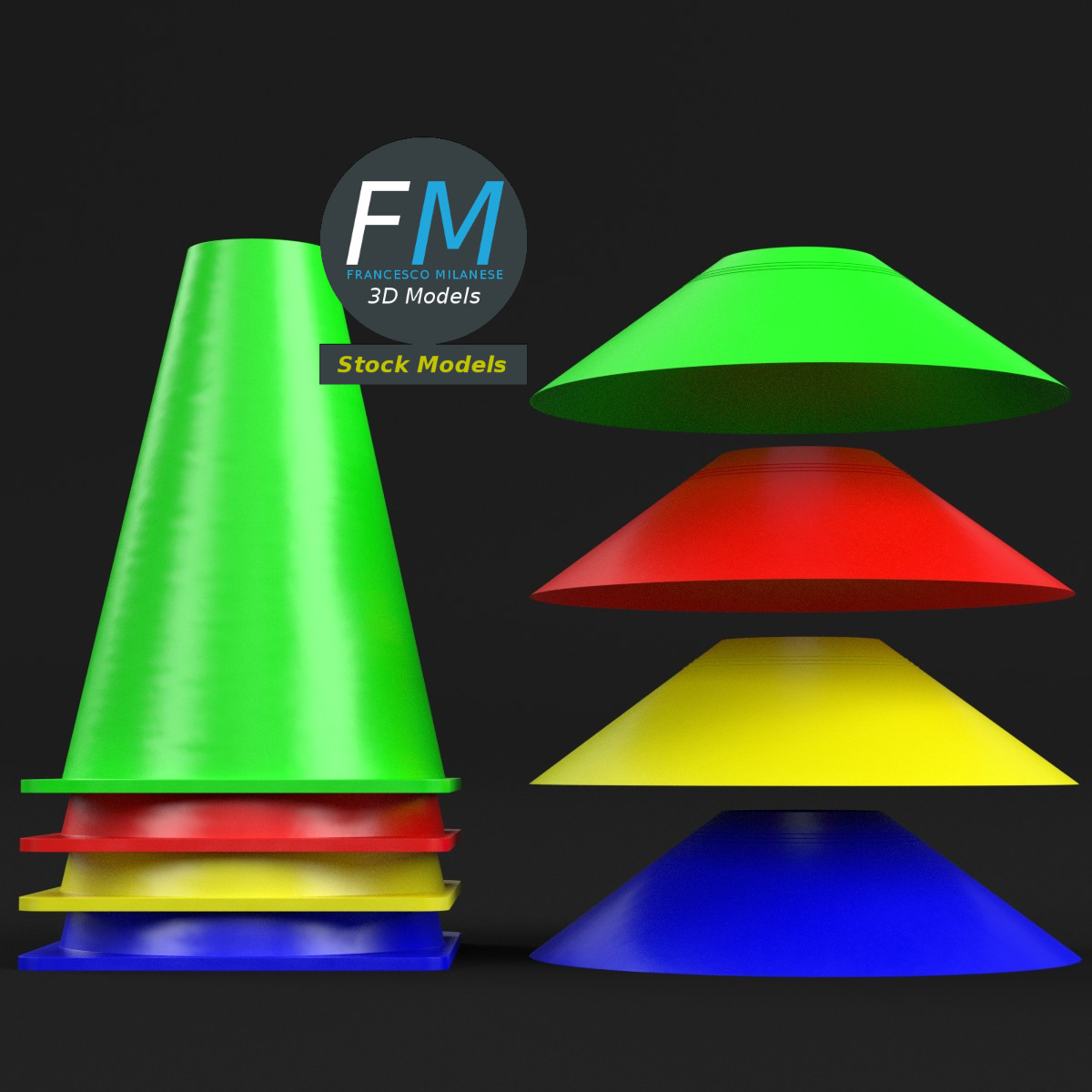 3D-Modell - Fußball-Trainingskegel - 03