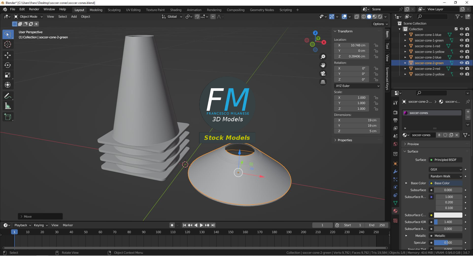 3D-Modell - Fußball-Trainingskegel - 09