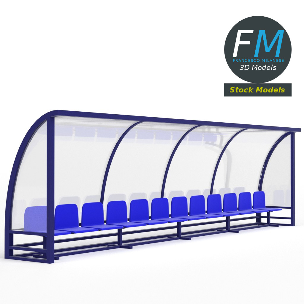 3D-Modell - Fußball-Auswechselbank - 01