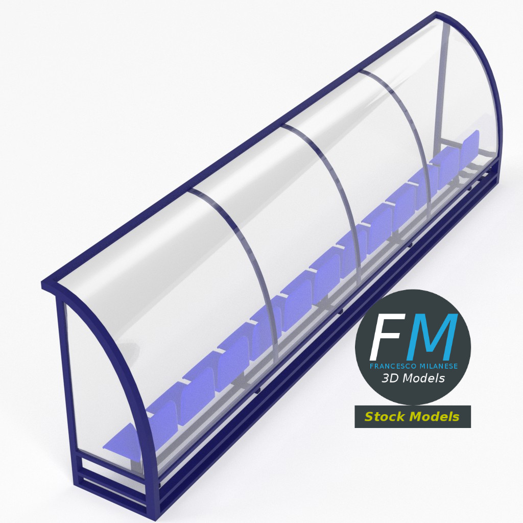 3D-Modell - Fußball-Auswechselbank - 02