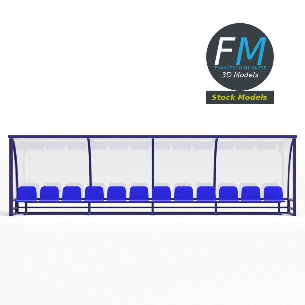 3D-Modell - Fußball-Auswechselbank - 03