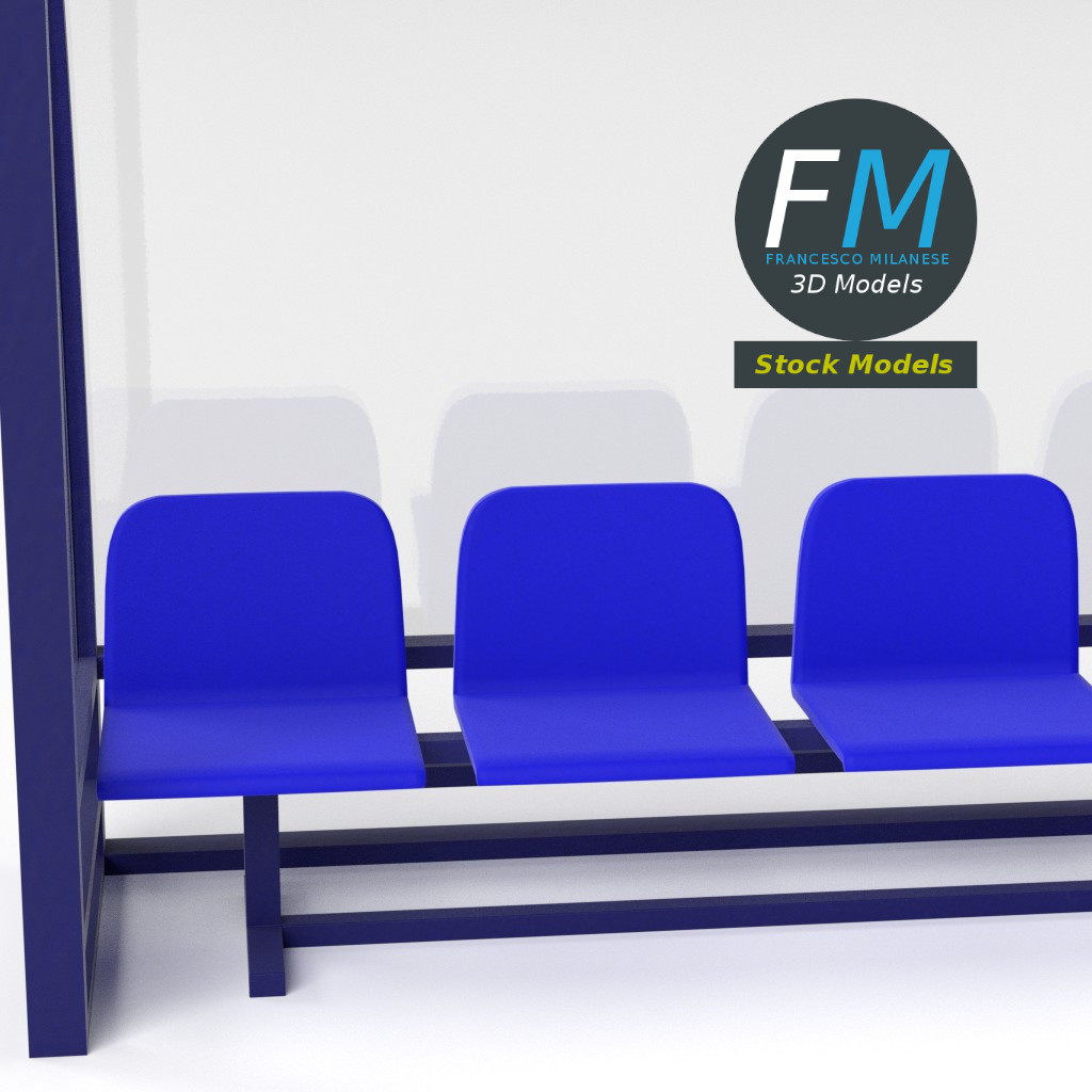 3D-Modell - Fußball-Auswechselbank - 05