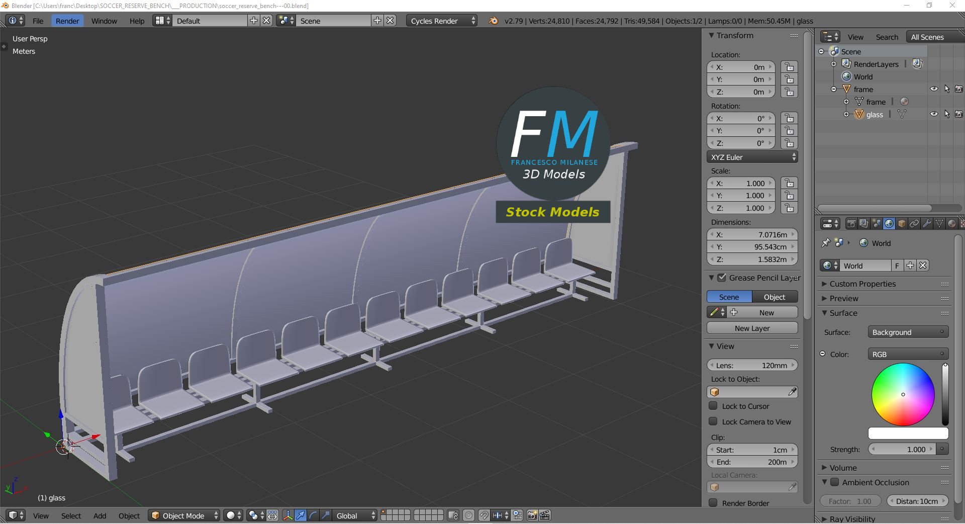 3D-Modell - Fußball-Auswechselbank - 09
