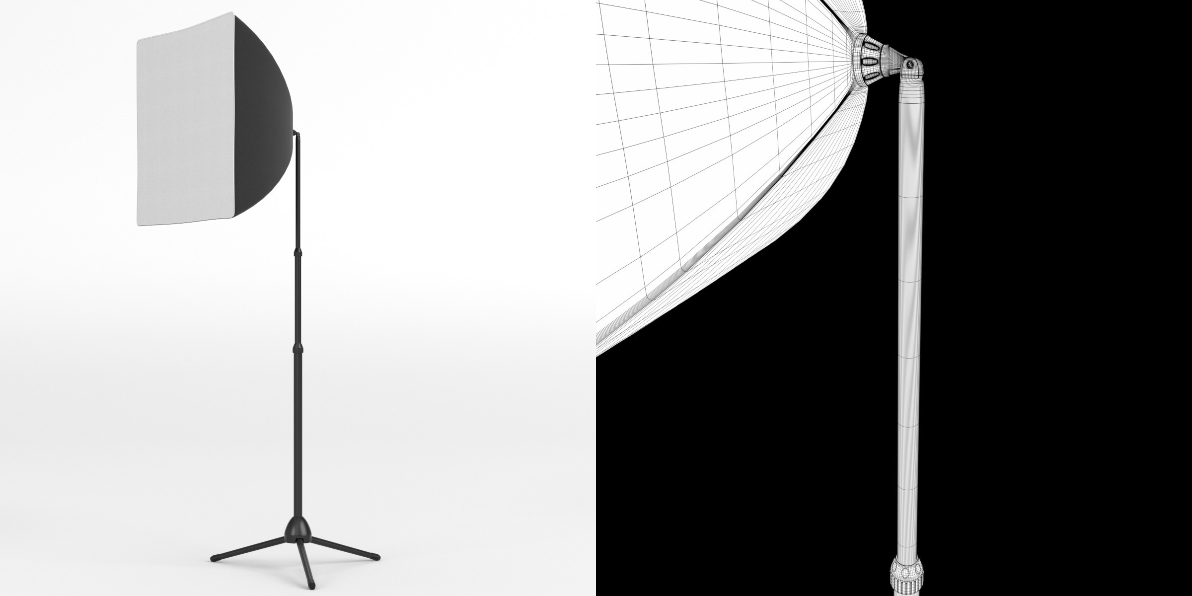 3D-Modell - Softbox-Lampe auf Stativ