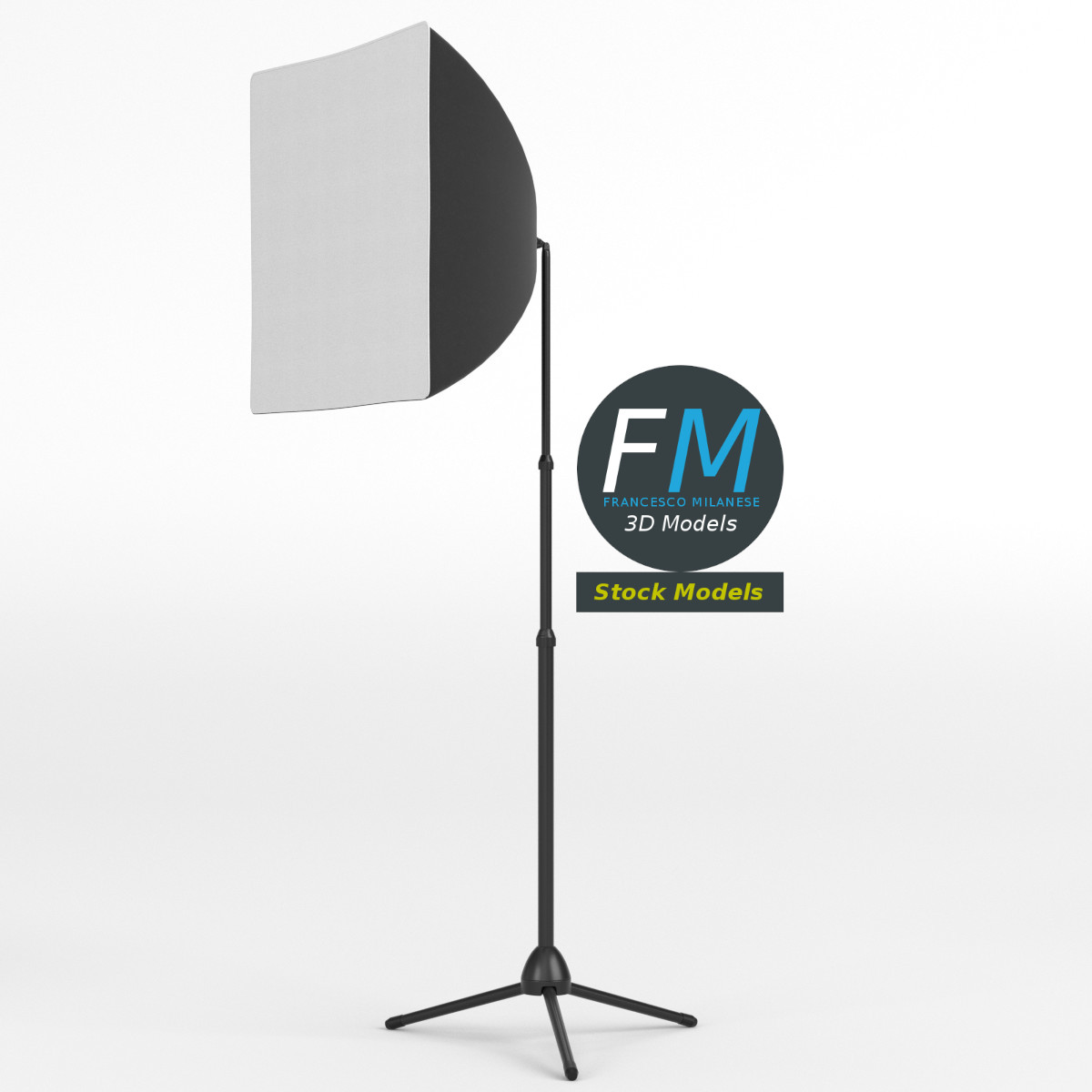 3D-Modell - Softbox-Lampe auf Stativ - 01