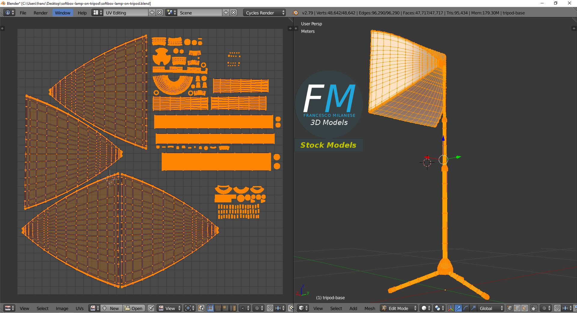 3D-Modell - Softbox-Lampe auf Stativ - 10