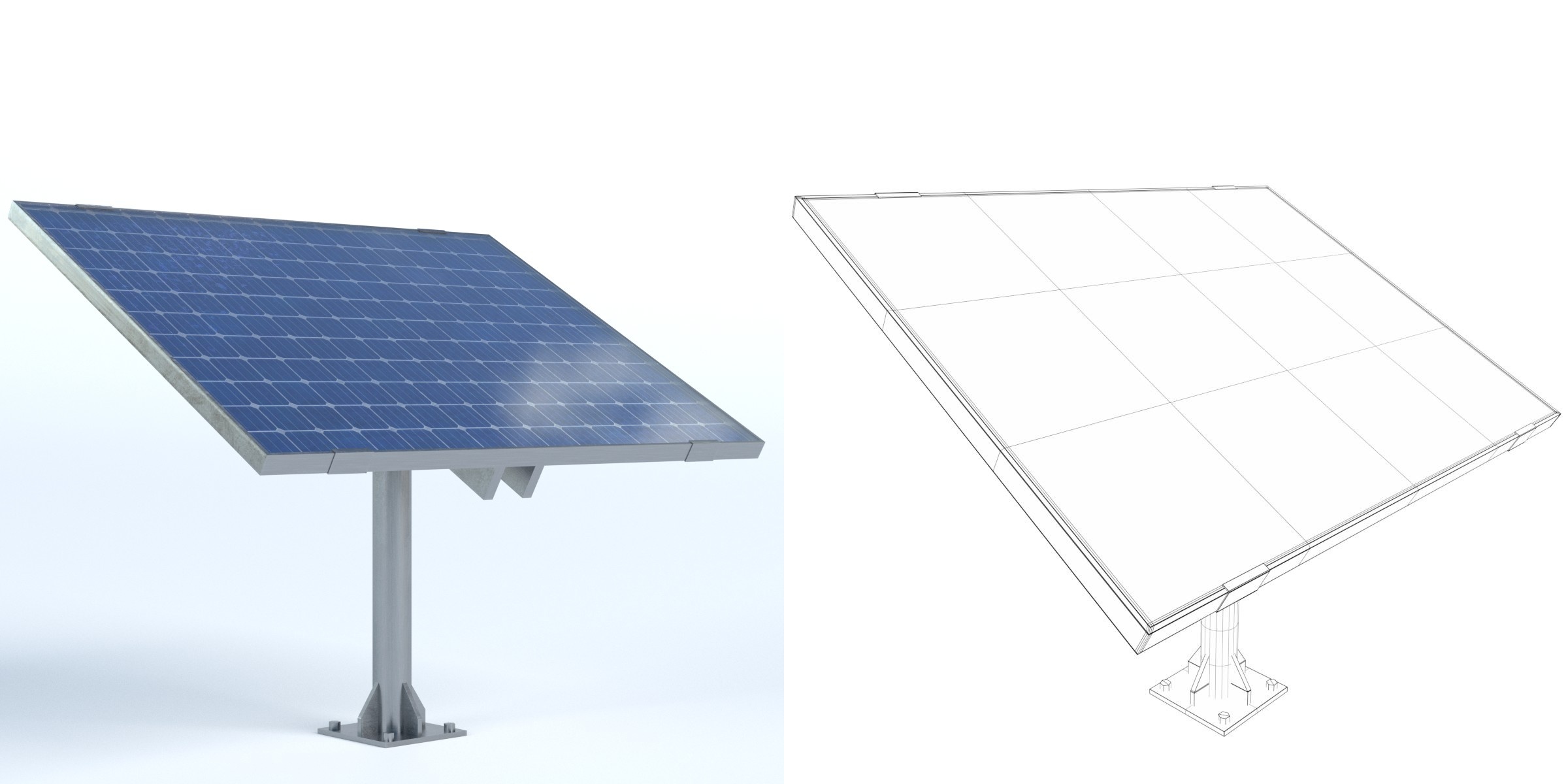 3D-Modell - Solarmodul auf Mast