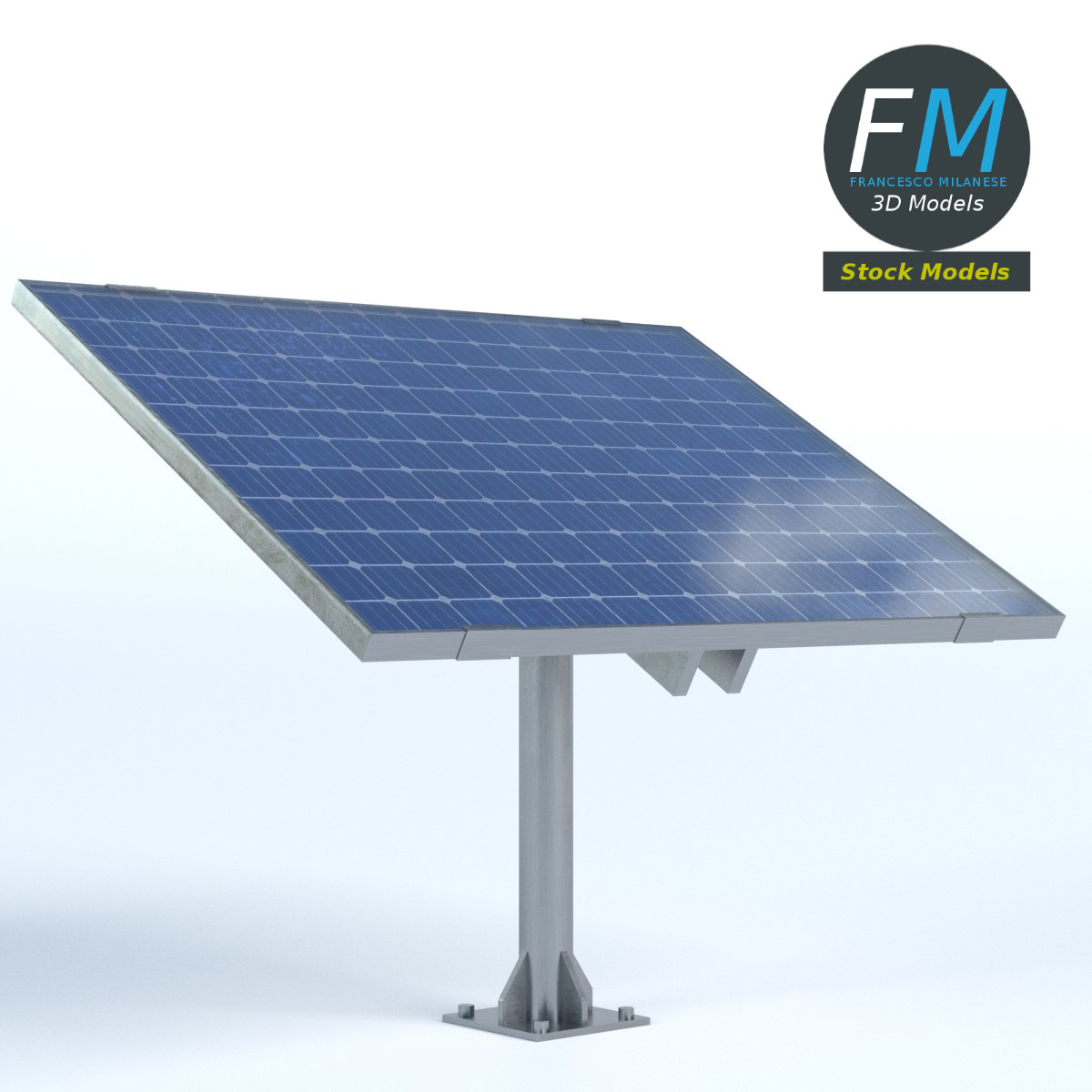 3D-Modell - Solarmodul auf Mast - 01