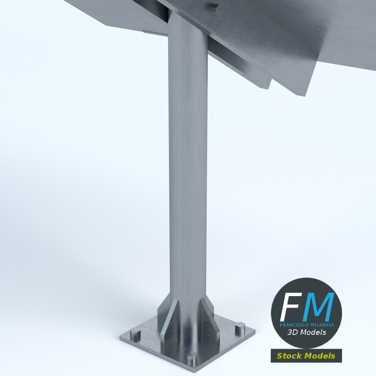 3D-Modell - Solarmodul auf Mast - 03