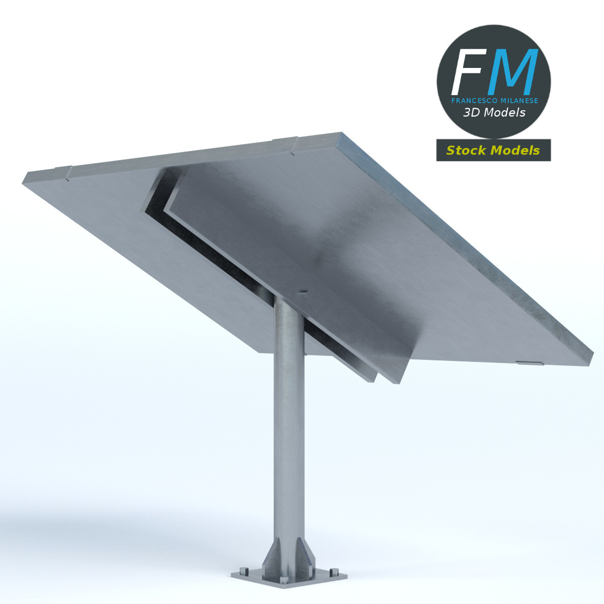 3D-Modell - Solarmodul auf Mast - 04