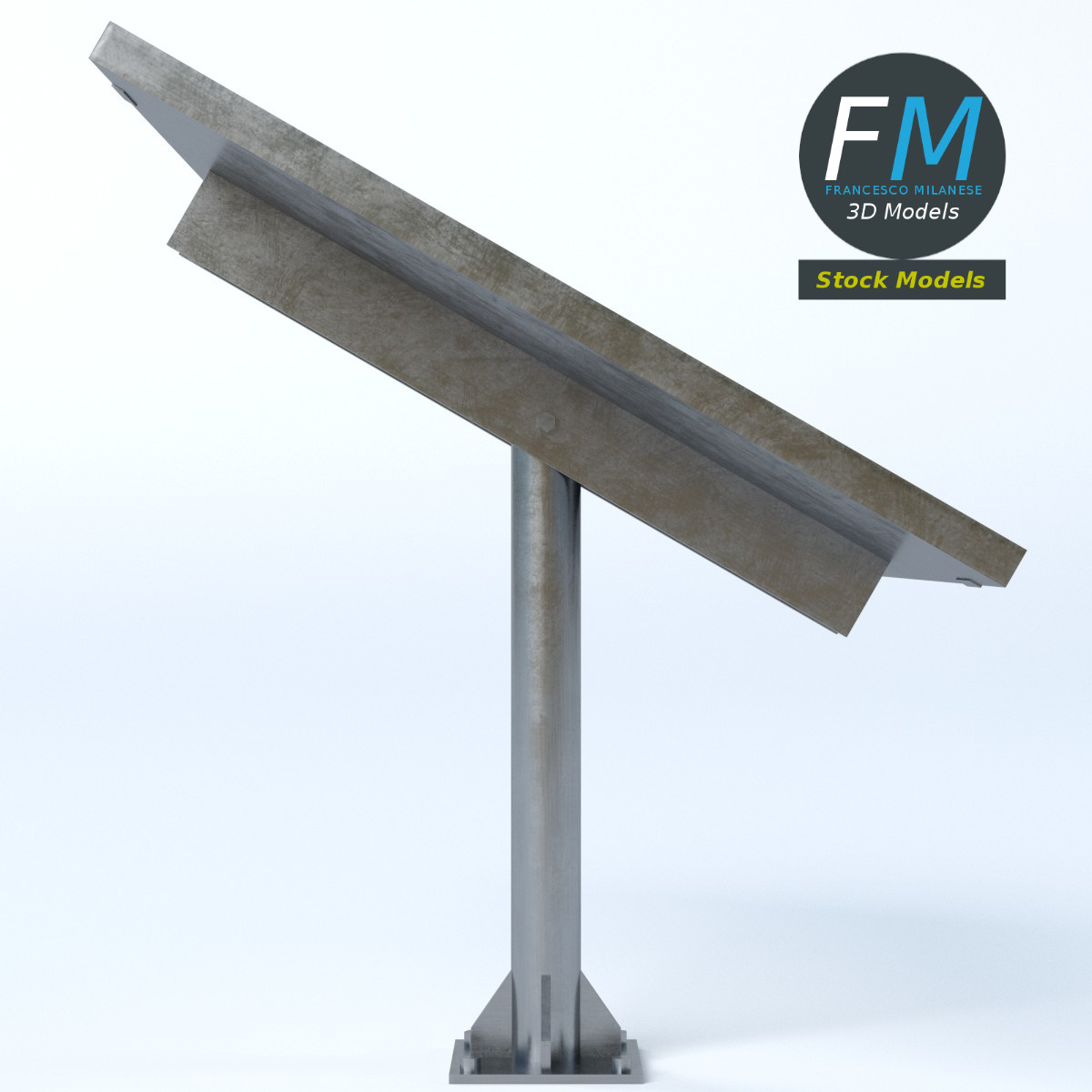 3D-Modell - Solarmodul auf Mast - 05