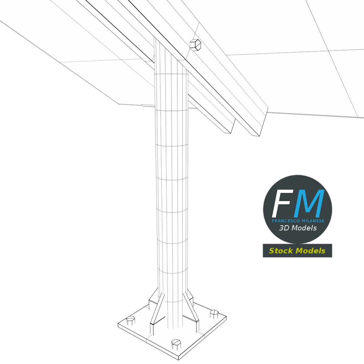 3D-Modell - Solarmodul auf Mast - 08