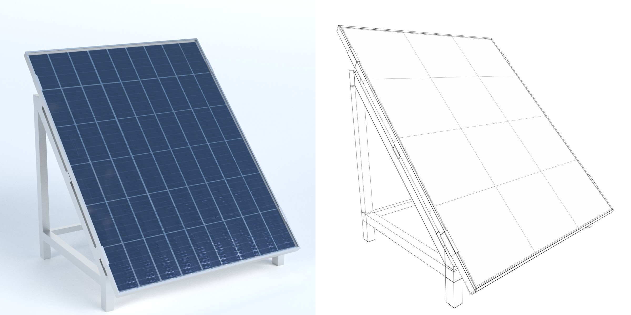 3D-Modell - Solarmodul auf Ständer