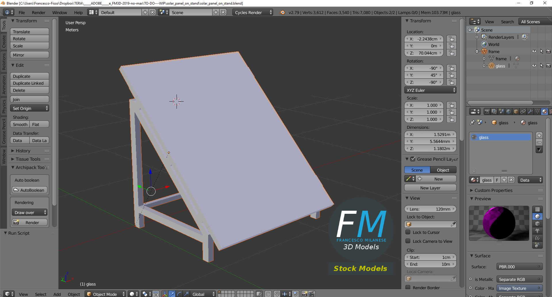 3D-Modell - Solarmodul auf Ständer - 09