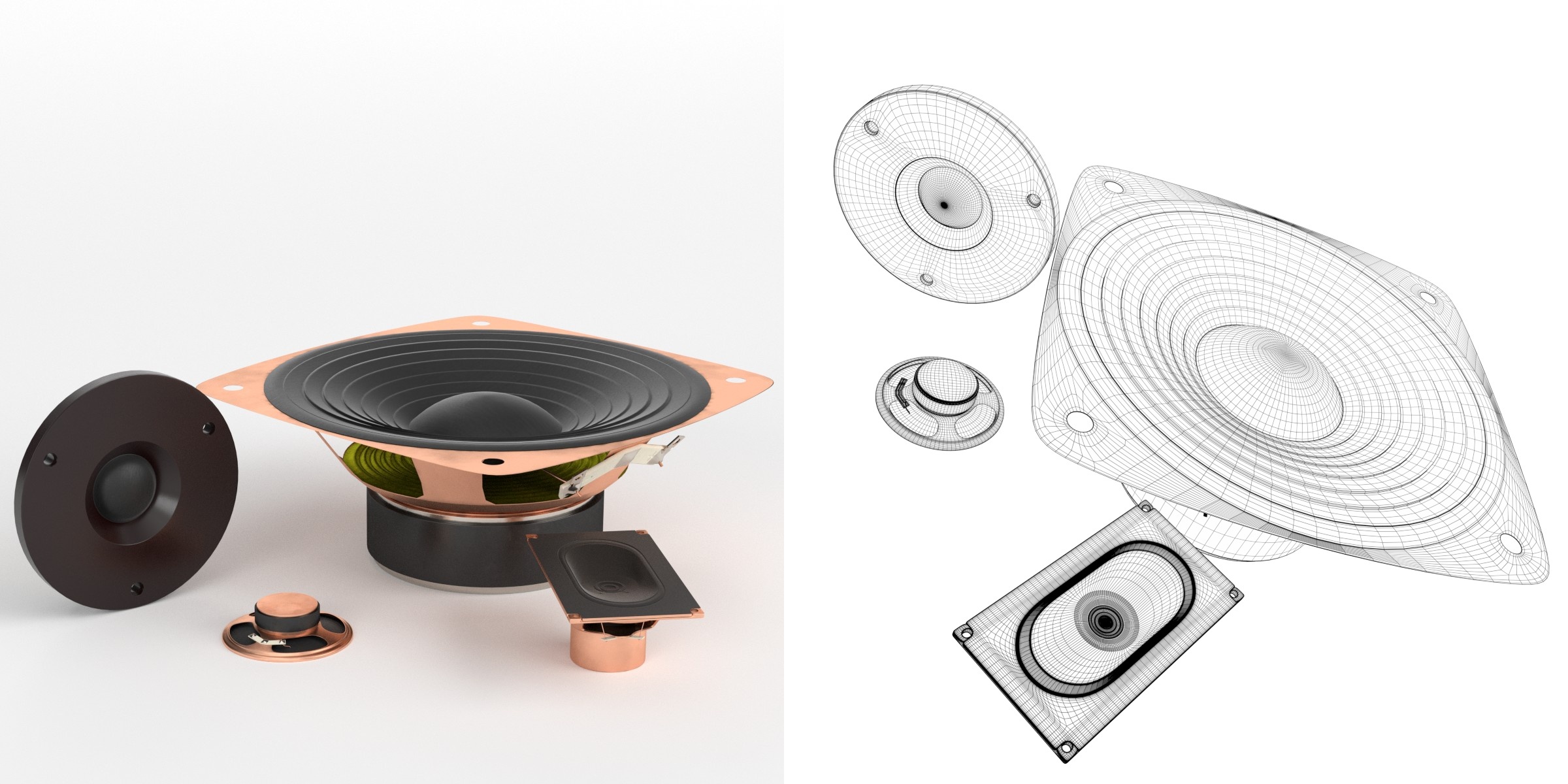 3D-Modell - Lautsprecher-Set