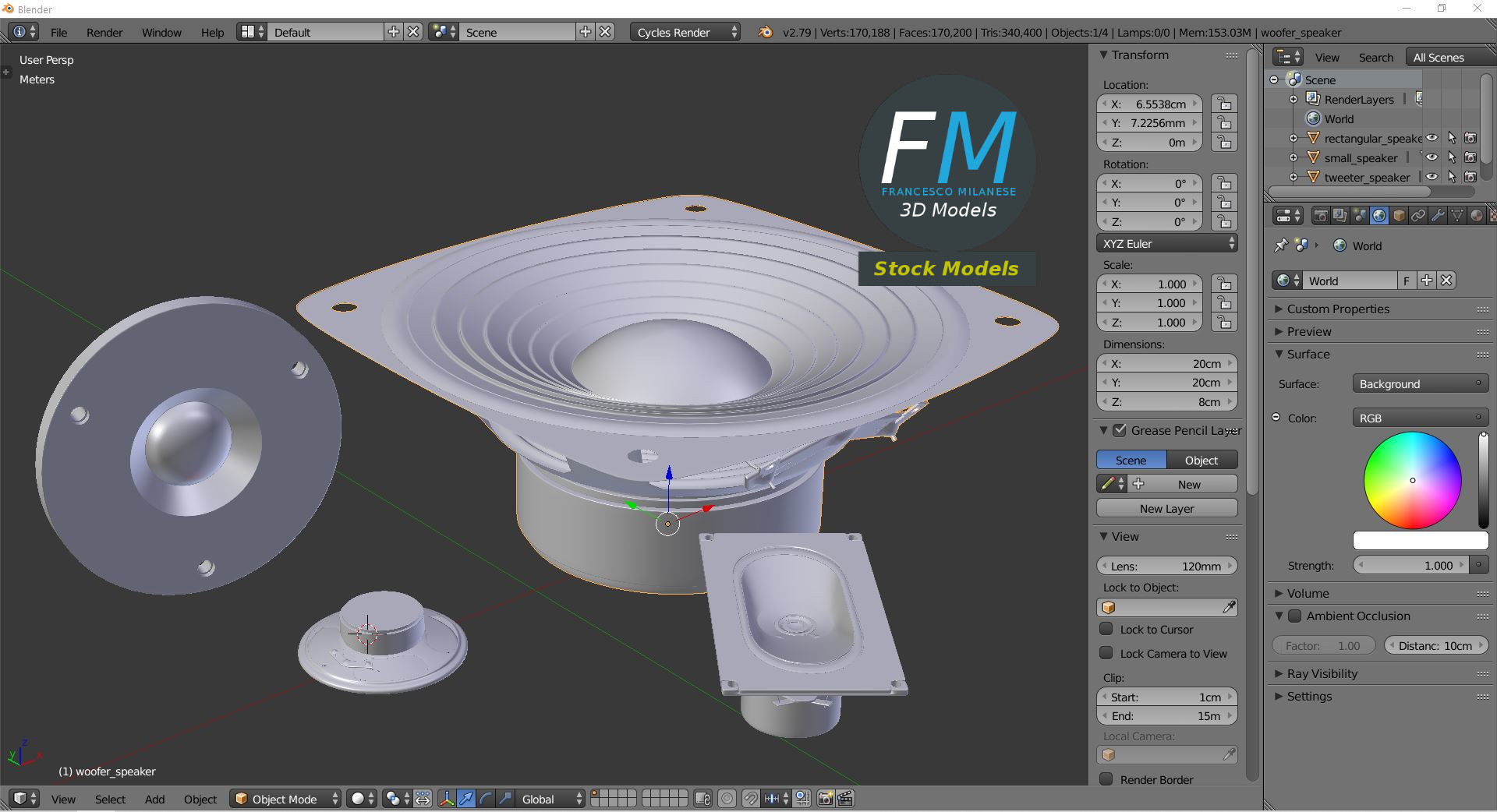 3D-Modell - Lautsprecher-Set - 09