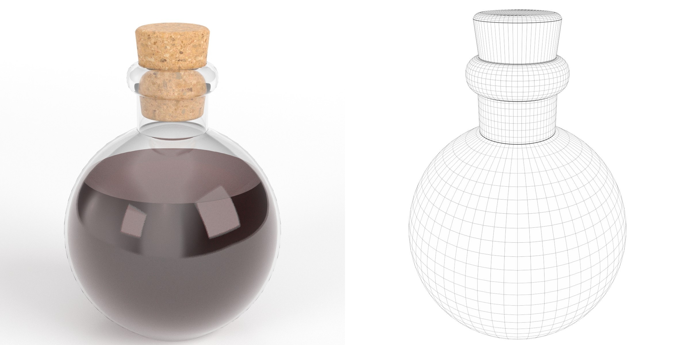 3D-Modell - Kugelförmige Trankflasche