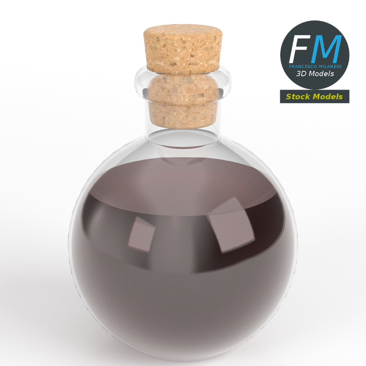 3D-Modell - Kugelförmige Trankflasche - 01