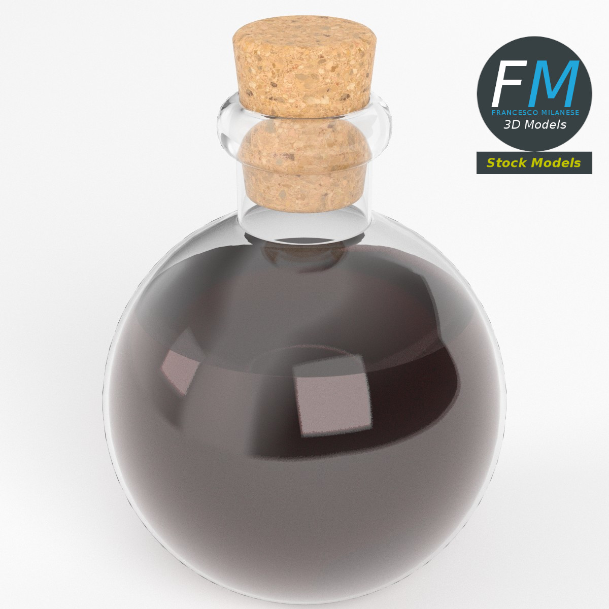 3D-Modell - Kugelförmige Trankflasche - 02