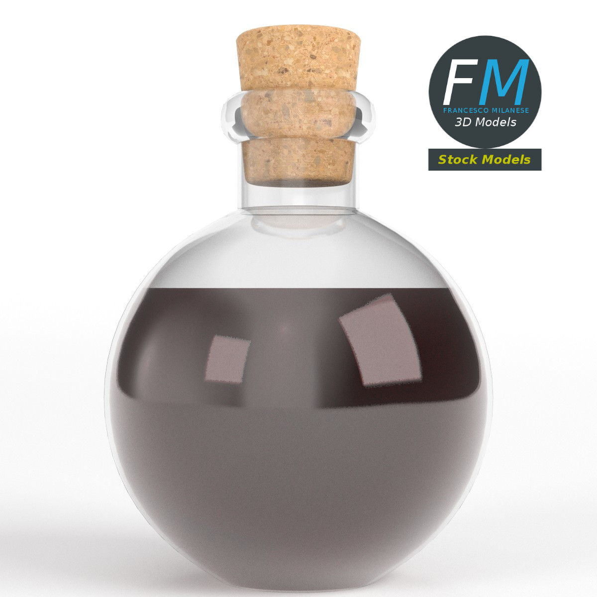 3D-Modell - Kugelförmige Trankflasche - 03