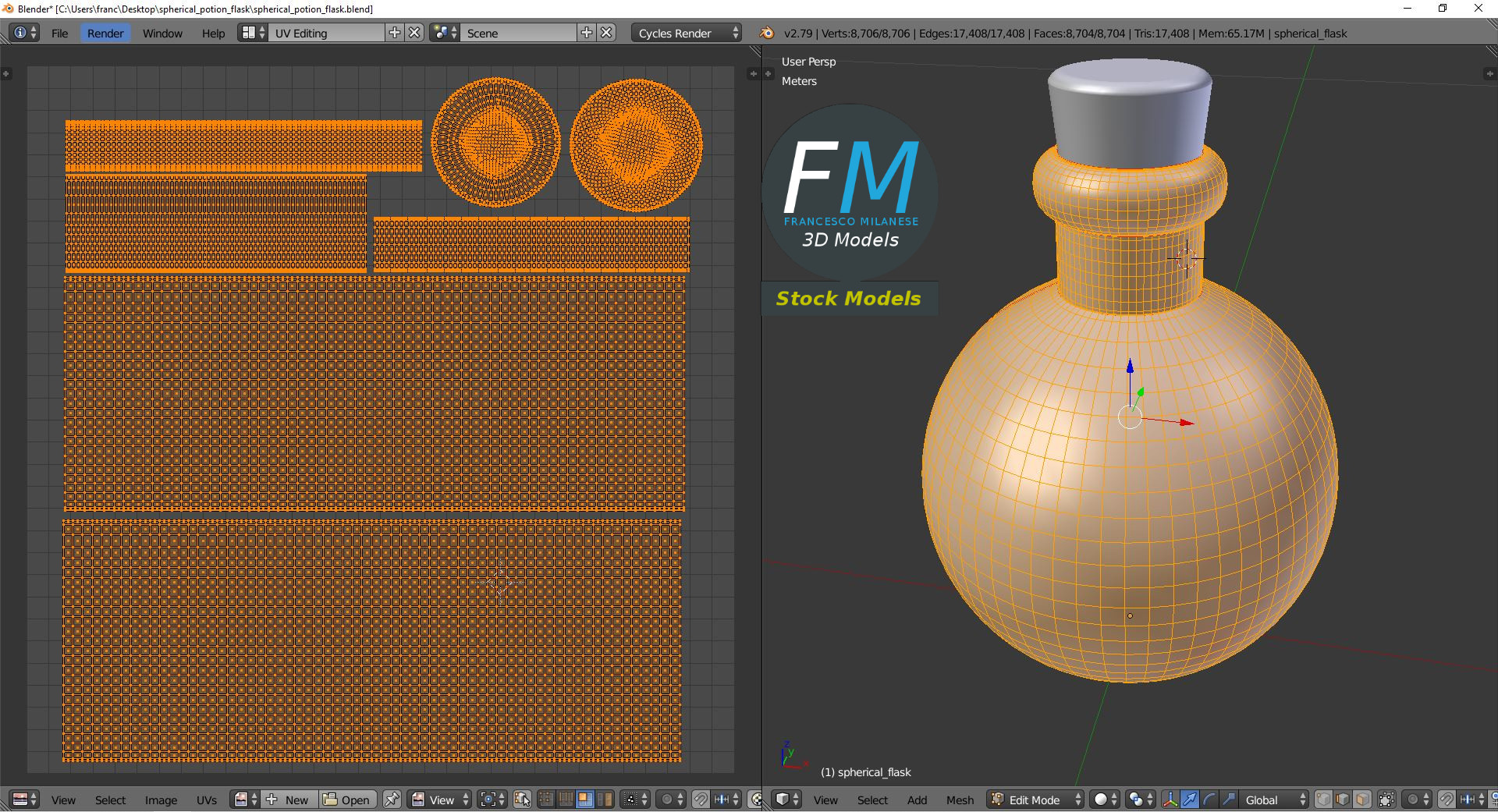 3D-Modell - Kugelförmige Trankflasche - 10