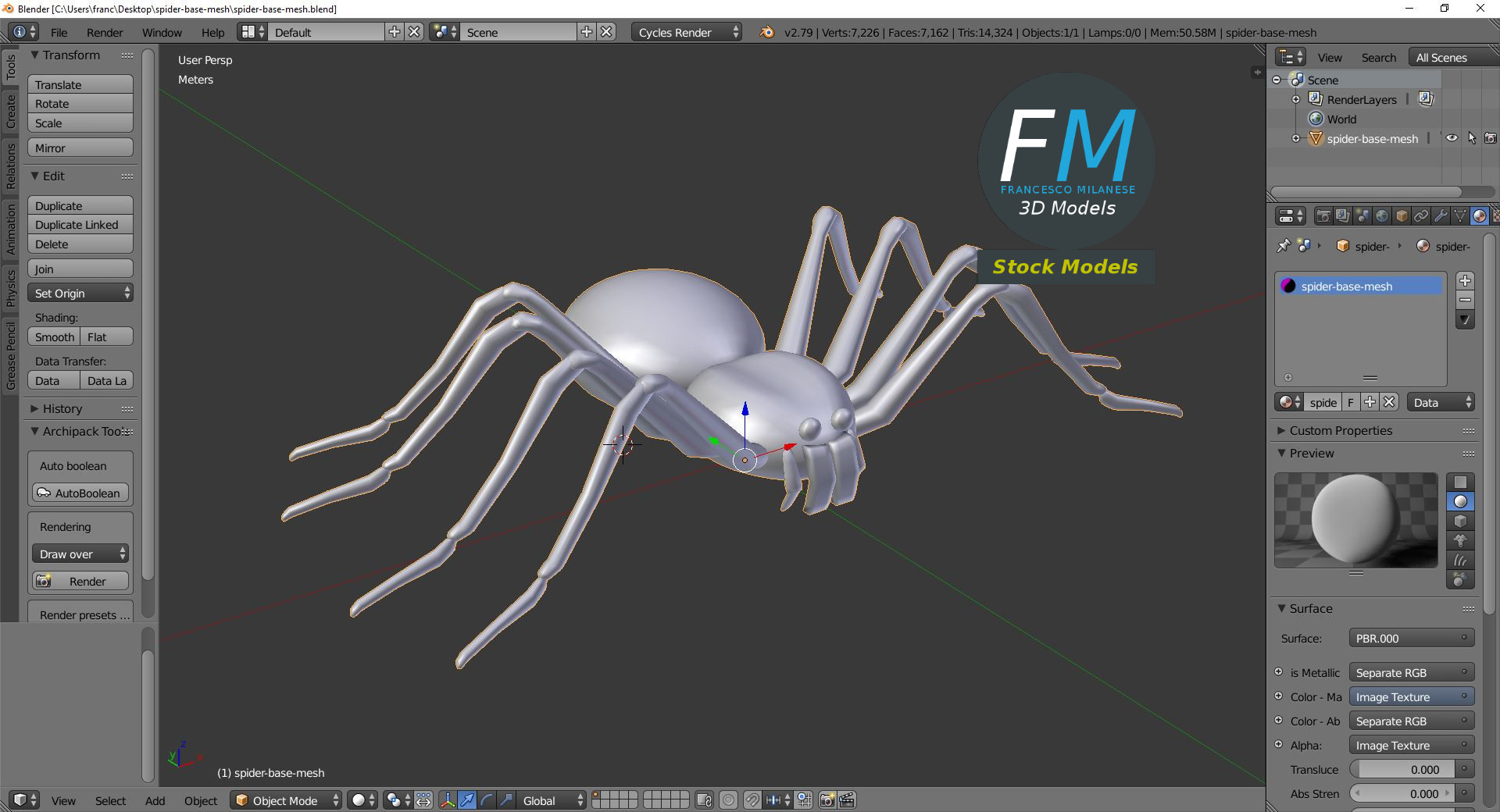 3D-Modell - Spinnen-Basismesh - 09